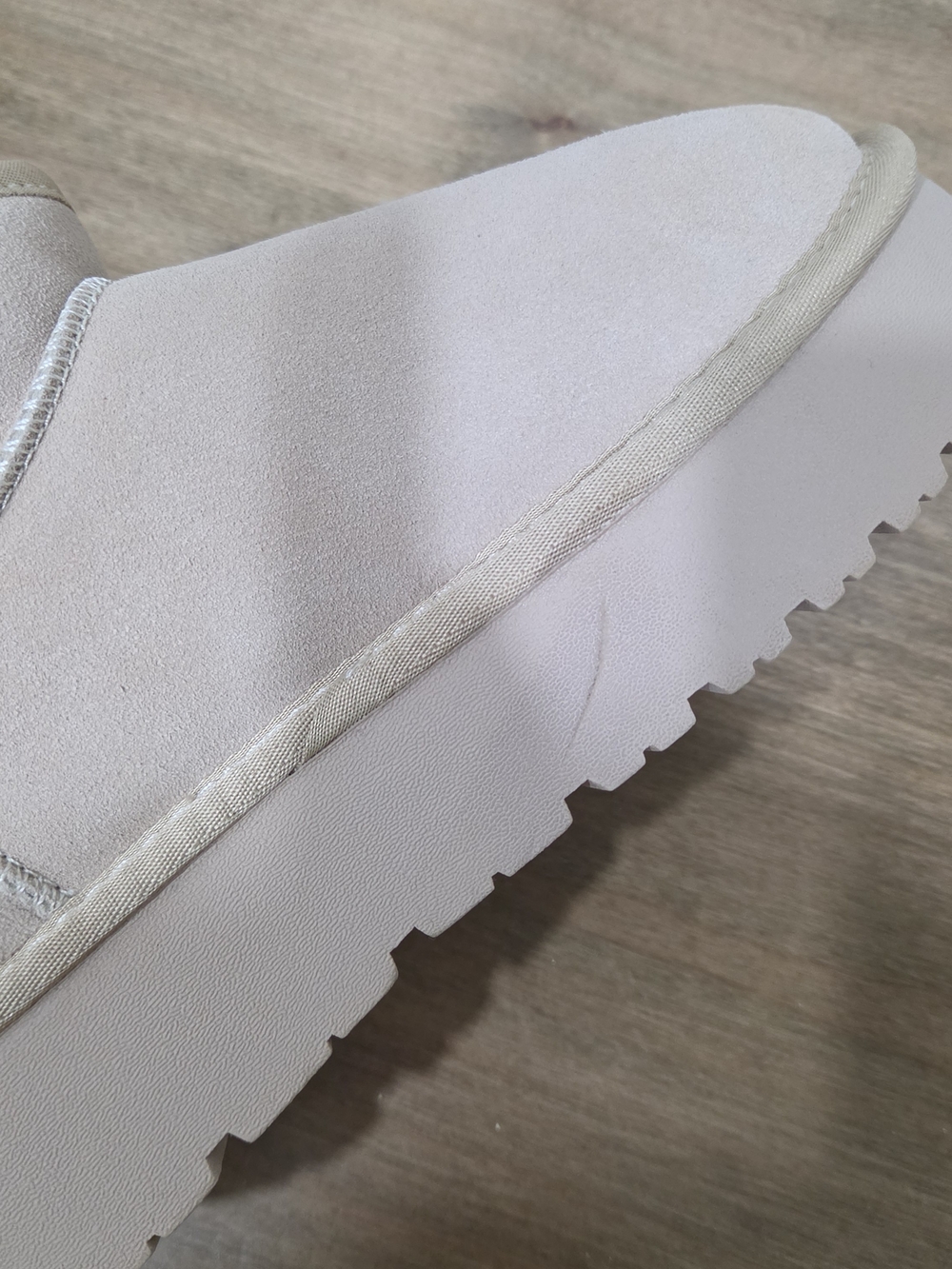 Pink Lily Women's Slip-On Platform Boot in Light Beige